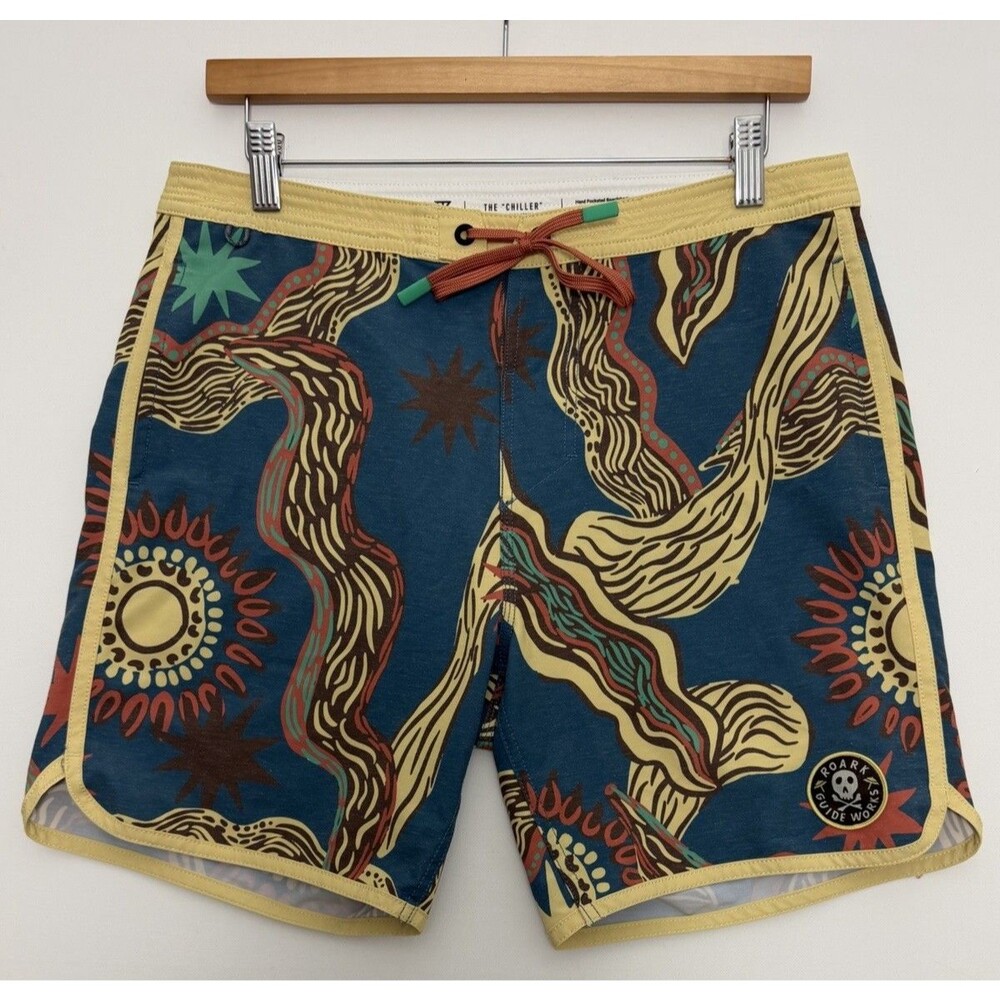 Roark The Chiller Board Shorts Men's 32 Yellow Sun Surf Swim Active Stretch